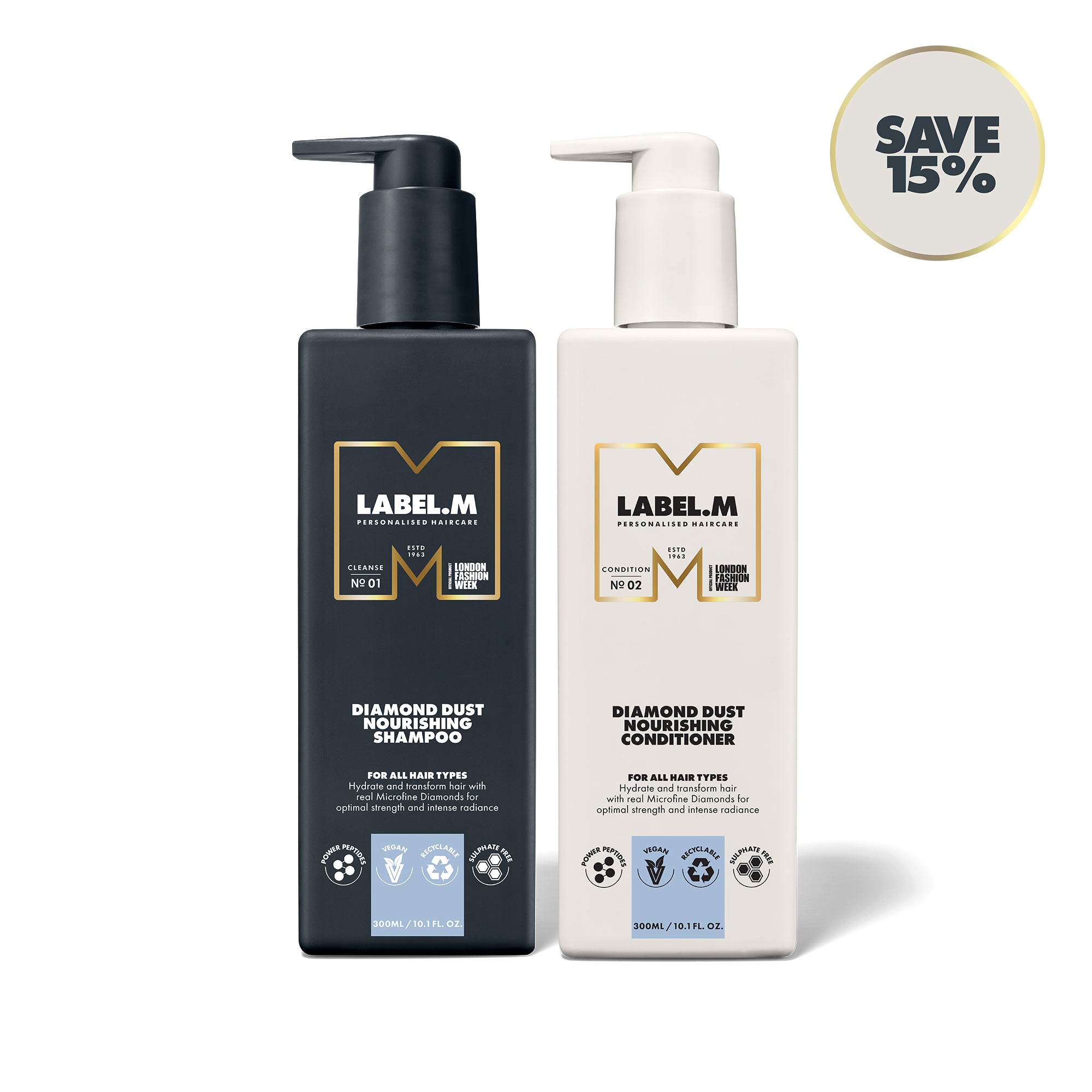 LABEL.M Diamond Dust Shampoo & Conditioner Nourishing Set