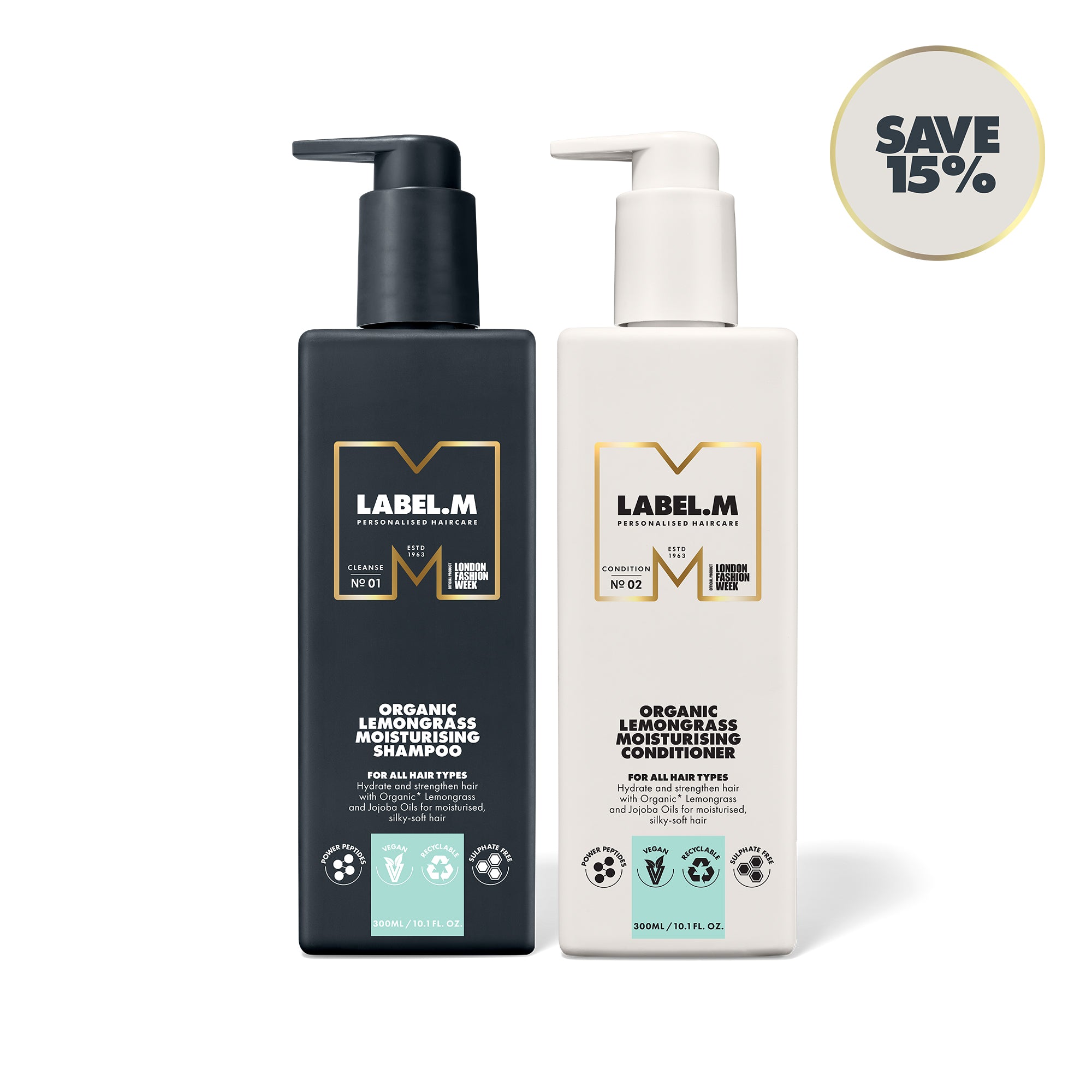 LABEL.M Organic Lemongrass Shampoo & Conditioner Moisturising Set